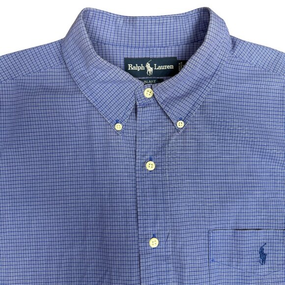 Men's RALPH LAUREN “Blake” Long Sleeve Button-Down Blue Plaid Shirt- Size XL‎ - Picture 2 of 8